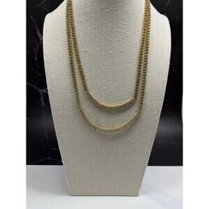 J.Crew Classic GoldTone Multi-Strand Pave Crystal Multi-Chain Preppy Necklace